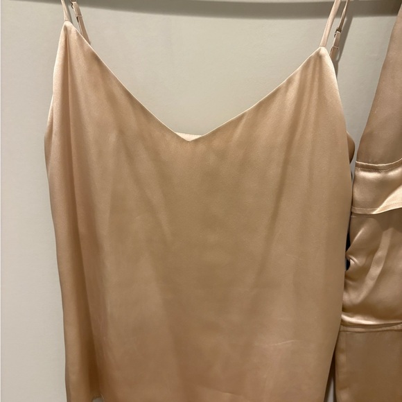 L'AGENCE Satin tank and pants set in pink Champagne